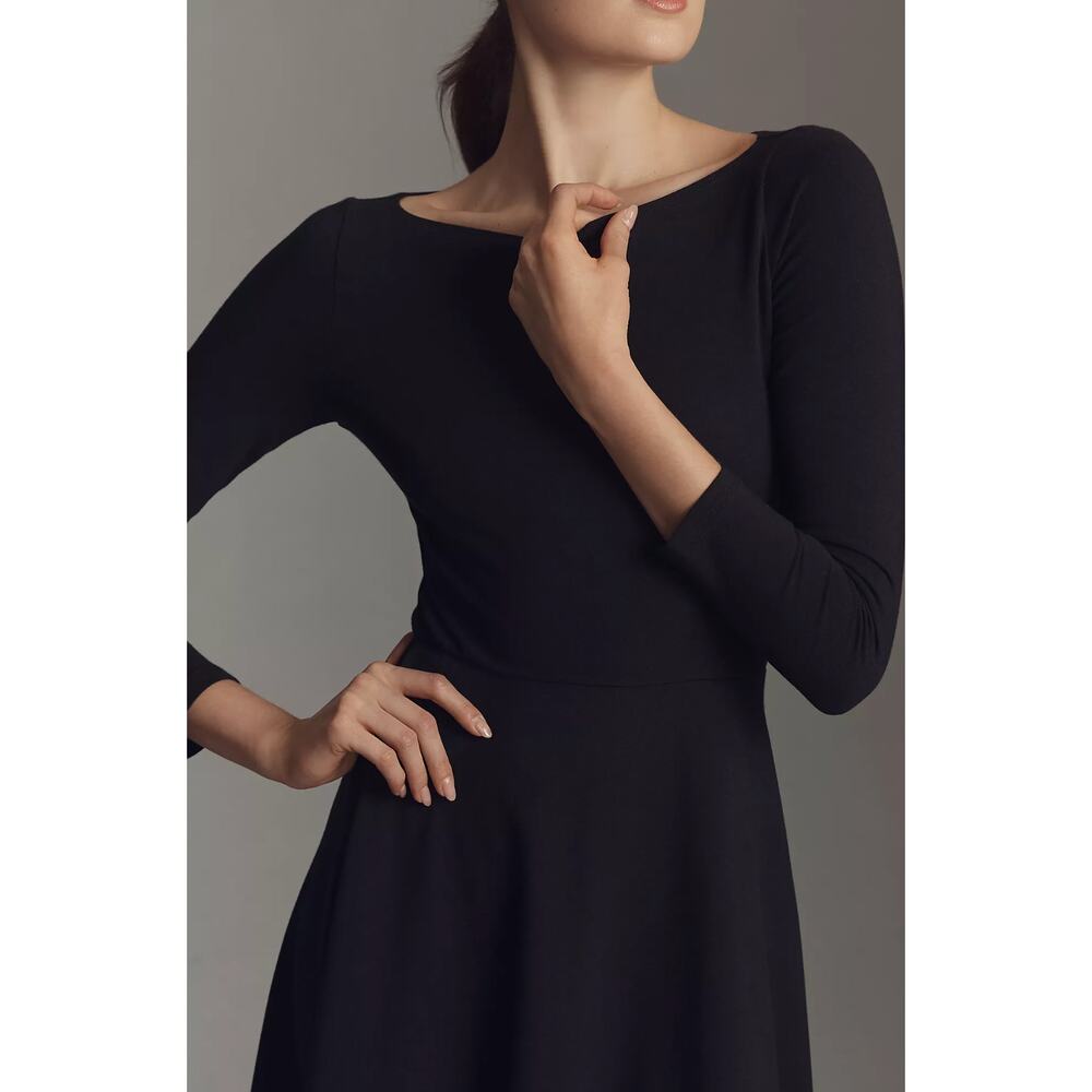 REFORMATION Wiley Knit Long Sleeve Black Dress Size Medium - Picture 2 of 8